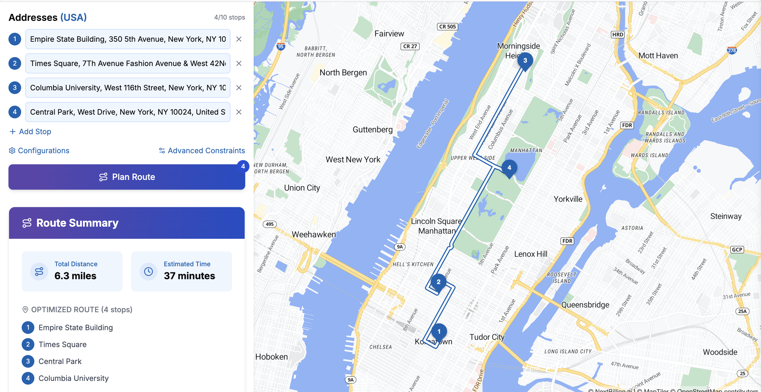 Route Planner App interface preview